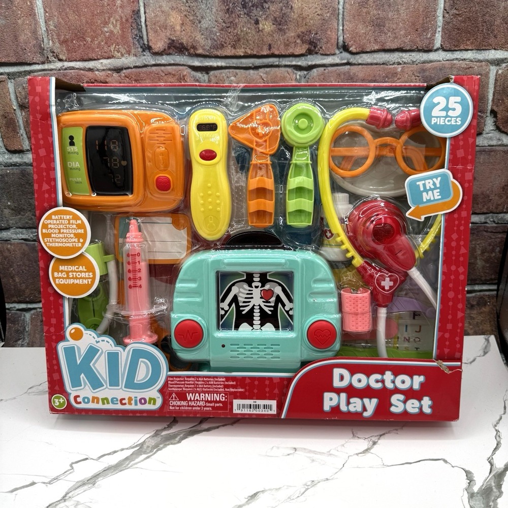 Kid Connection Doctor Play Set 25 piece w Lights Sounds X-Ray Bag Pretend